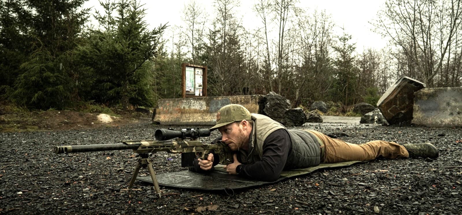 Long-range shooter in the field