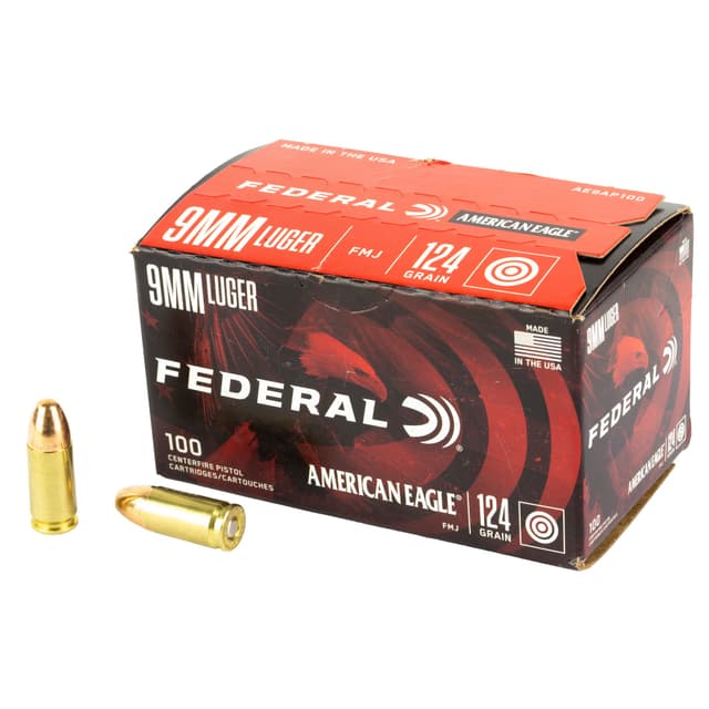Federal American Eagle 9mm 124gr FMJ 100rd Box