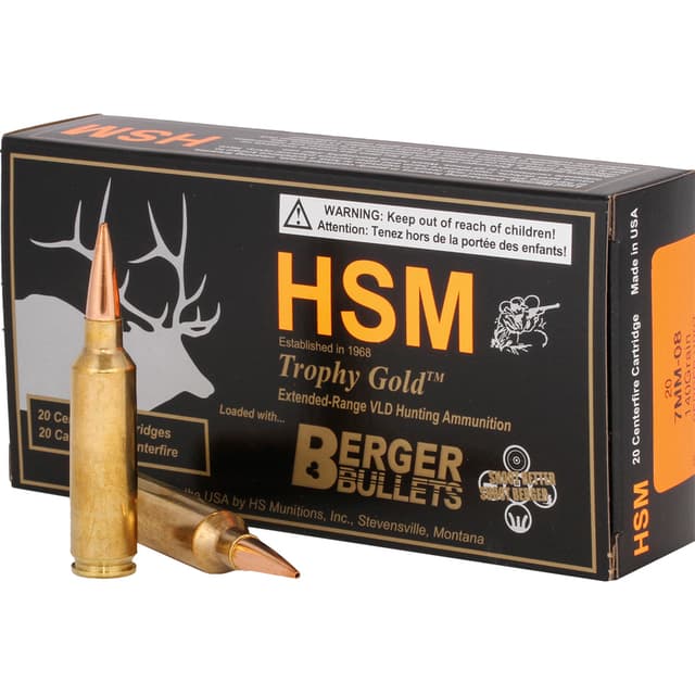 Hsm Trophy Gold 7mm-08 Remington Berger Hunting Vld 140 Grain 20 Rounds