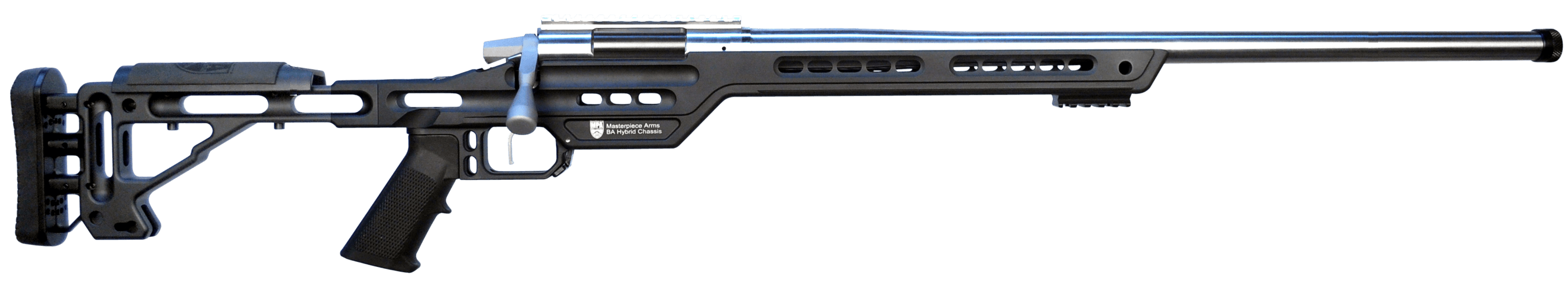 MasterPiece Arms 308PMRRHBLKPBA PMR 308 Win 10+1 24" Stainless Steel Polished Black Aluminum Black V-Bedded BA Hybrid Chassis Stock