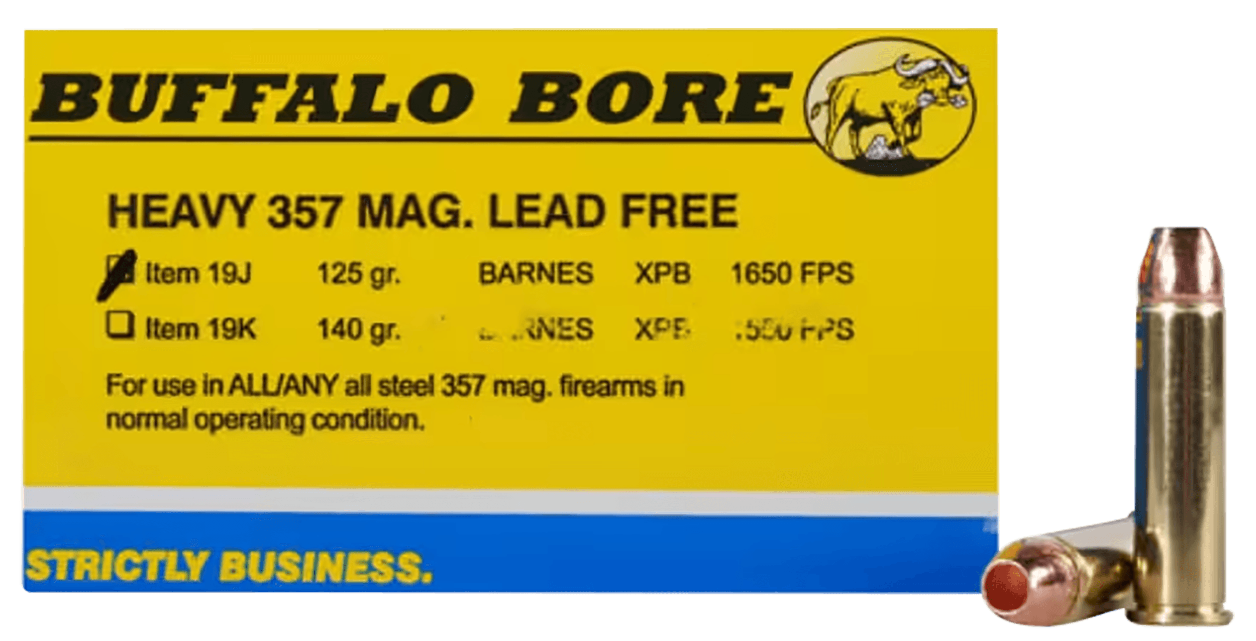 Buffalo Bore Ammunition 19J20 Buffalo-Barnes Strictly Business 357Mag 125gr Barnes VOR-TX XPB Lead Free 20 Rounds