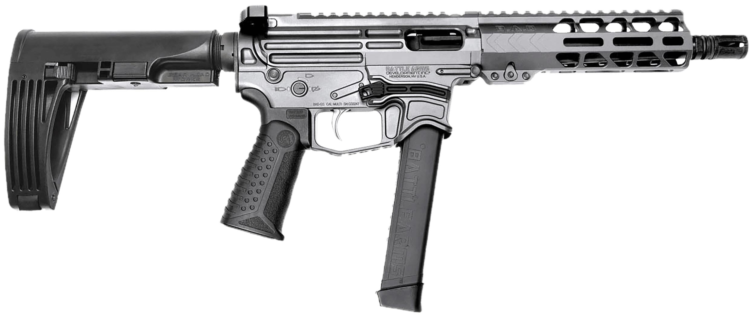 Battle Arms Development XIPHOS004 Xiphos 9mm Luger 30+1 8.50" Black Barrel, M-LOK Handguards, Combat Gray Aluminum Picatinny Rail Receiver Black Synthetic Adjustable Stock, Adj Black Grips
