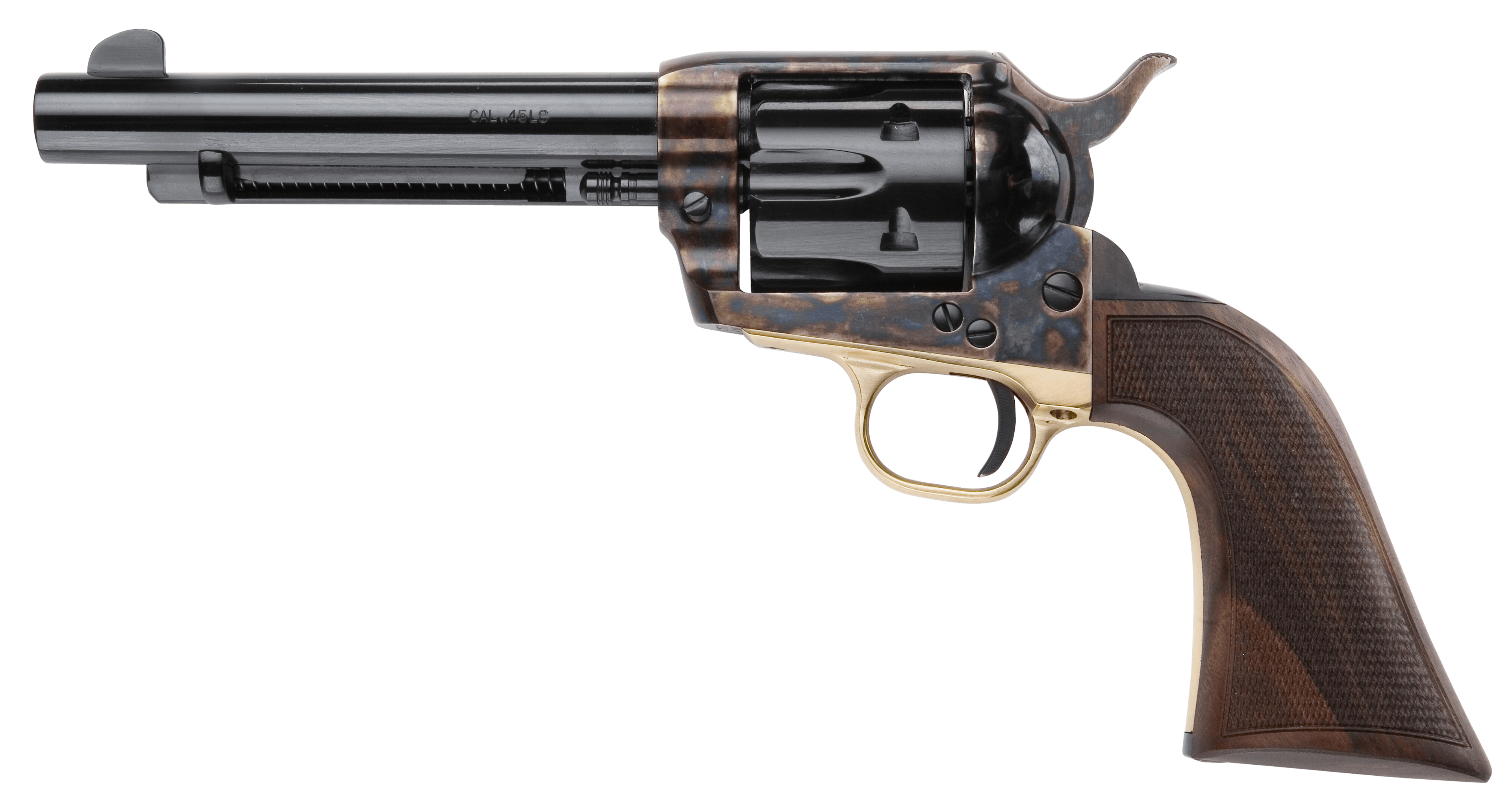 Pietta HF45ALC512NMCW 1873 Great Western II Alchimista II 45 Colt (Long Colt) 6rd 5.50" Blued Steel Barrel & Cylinder, Color Case Hardened Steel Frame, Checkered Walnut Army Grip, Exposed Hammer