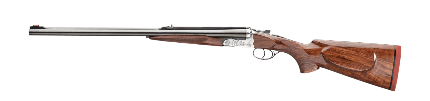 Rizzini USA 7001416 Rhino Express Full Size 416 Rigby 2rd 23" Gloss Blued Steel Barrel, Coin Anodized Silver Engraved Steel Receiver, Oiled Turkish Walnut Fixed w/Pistol Grip Wood Stock, Ambidextrous