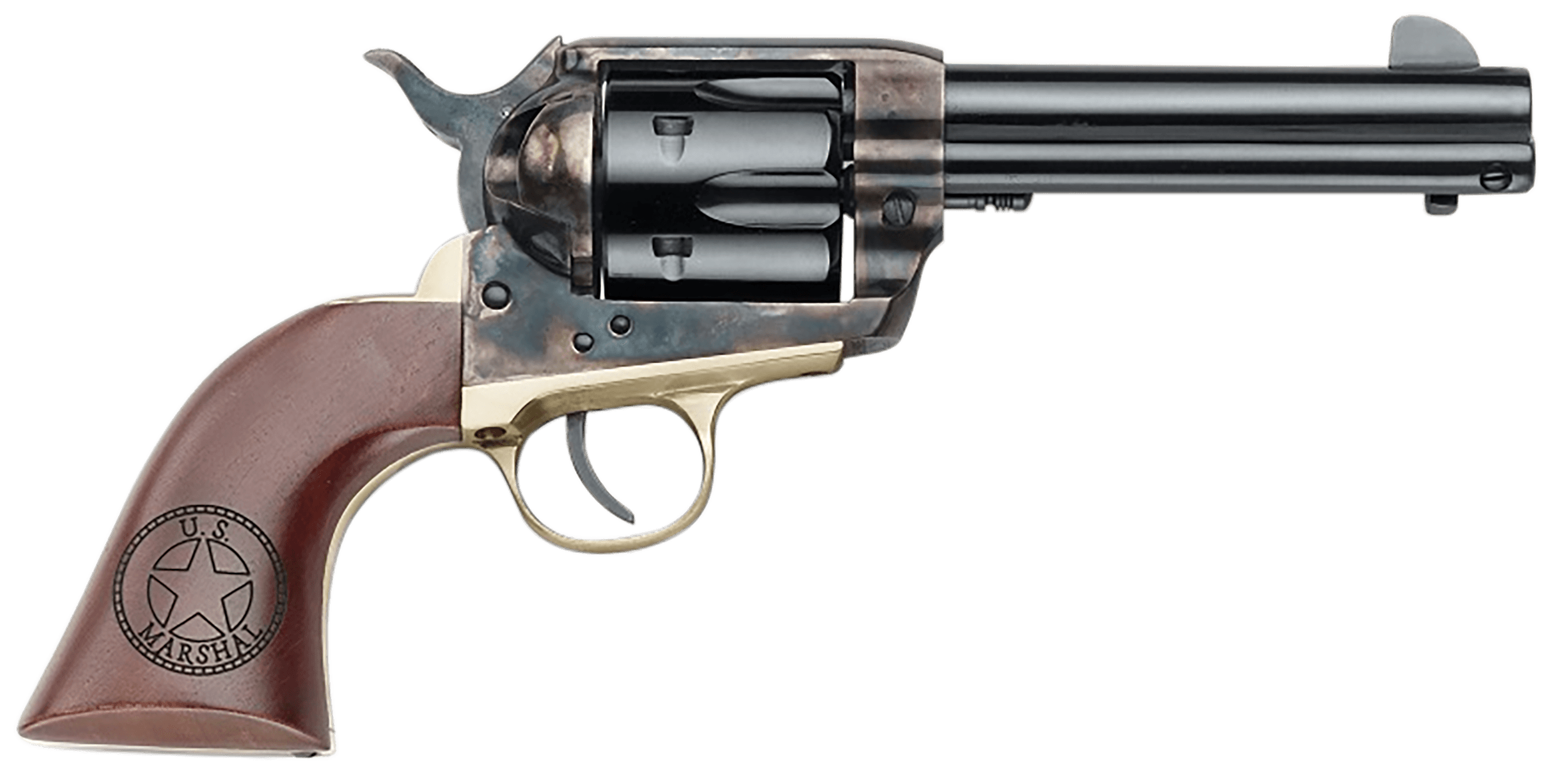 Pietta HF357CHBR434NMUS 1873 Great Western II U.S. Marshal 357 Mag 6rd 4.75" Blued Steel Barrel & Cylinder, Color Case Hardened Steel Frame, Walnut w/Engraved US Marshal's Badge Grip, Exposed Hammer
