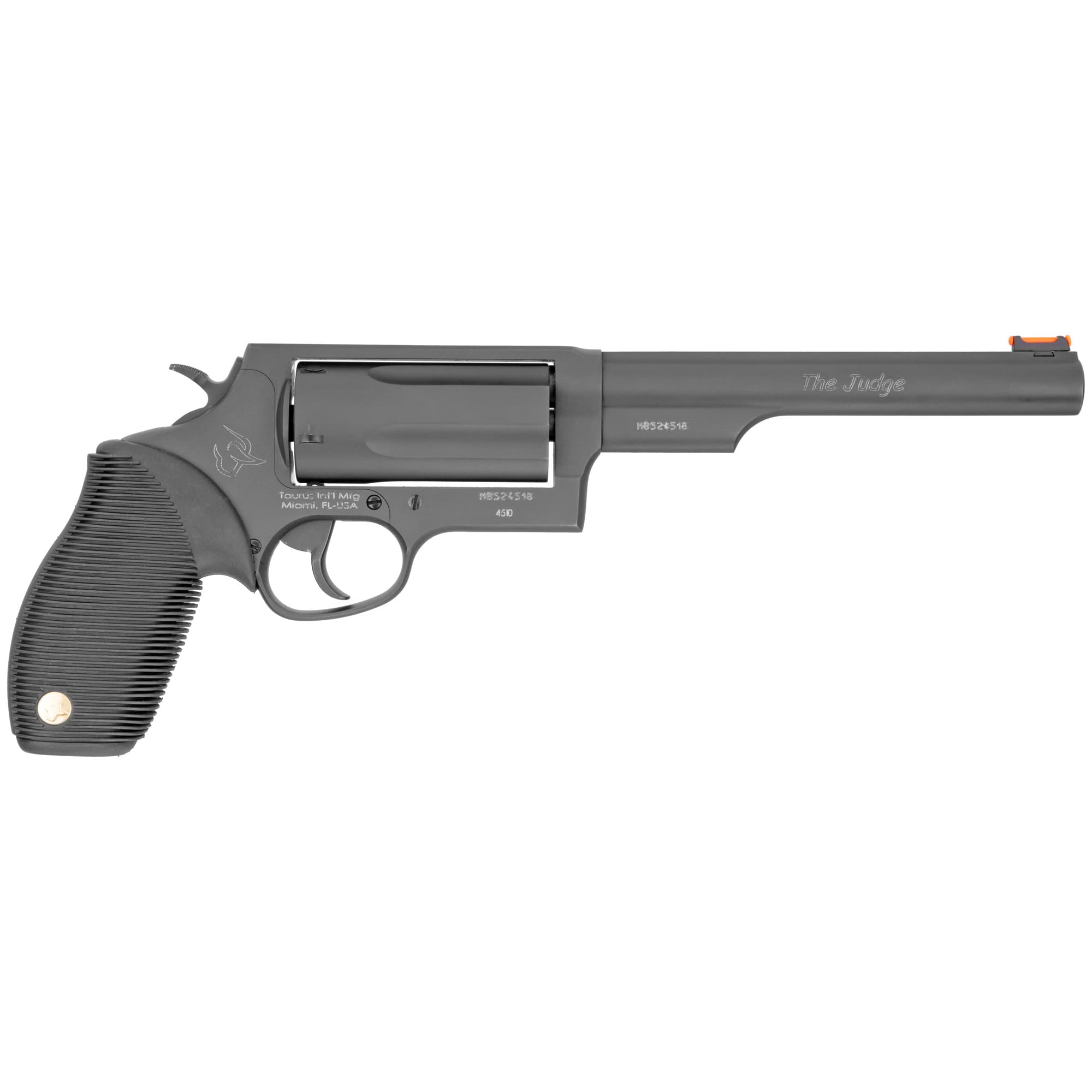 Taurus Judge Magnum Revolver - Black | 45 Colt / 410 Mag | 6.5" Barrel | 5rd | Rubber Grip | Fiber Optic Sight
