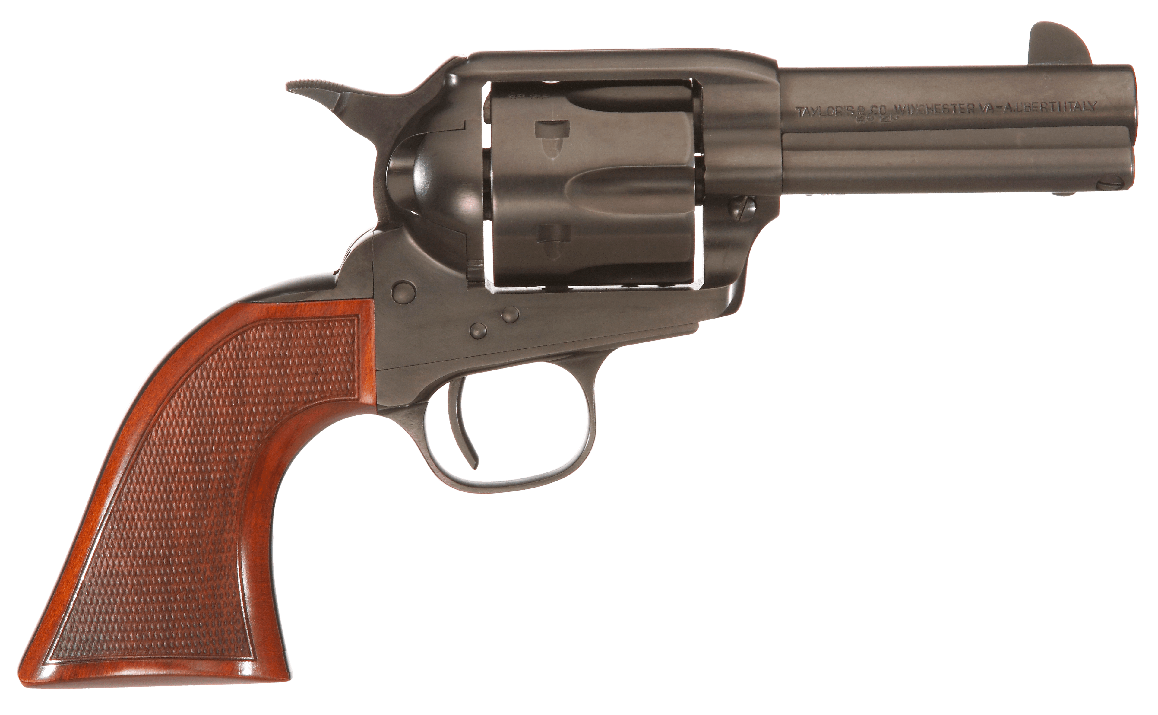 Taylors & Company 550884DE Runnin Iron Black Rock 45 Colt (LC) Caliber with 3.50" Barrel, 6rd Capacity Cylinder, Overall Black Nitride Finish Steel, Checkered Walnut Grip & Overall Taylor Polish