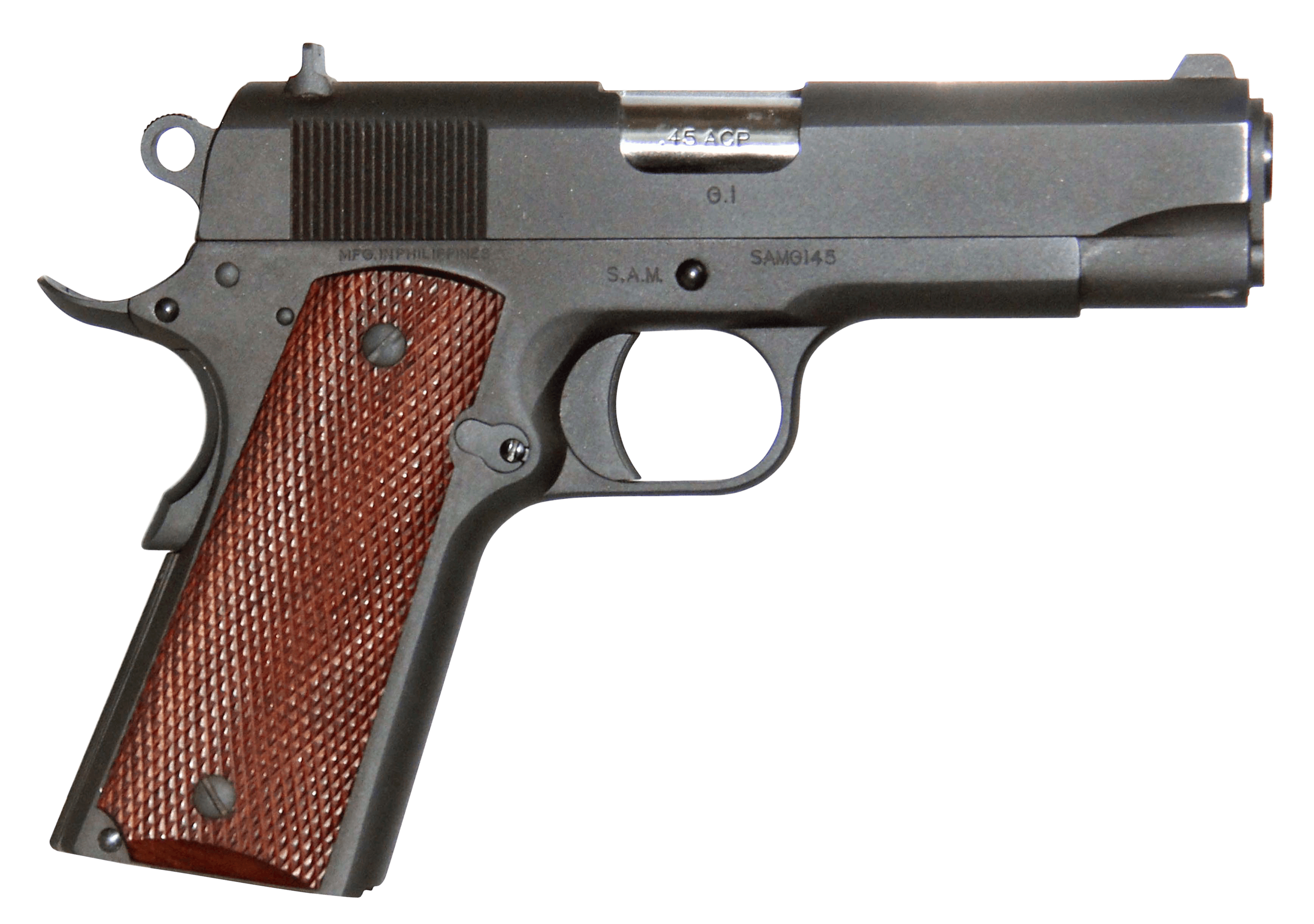 Global Defense GDG1BK45425 GI 45 ACP 8+1 4.25" Barrel, Overall Mil-Spec Matte Black Finish Steel, Serrated Slide, Textured Wood Grip, Grip Safety Includes Magazine
