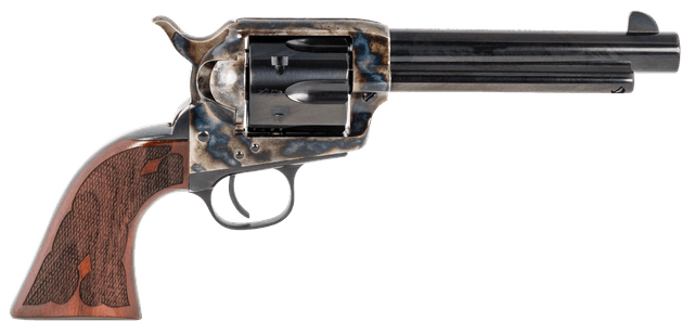Taylors & Company 555130 Gambler 45 Colt (LC) Caliber with 5.50" Blued Finish Barrel, 6rd Capacity Blued Finish Cylinder, Color Case Hardened Finish Steel Frame & Checkered Walnut Grip