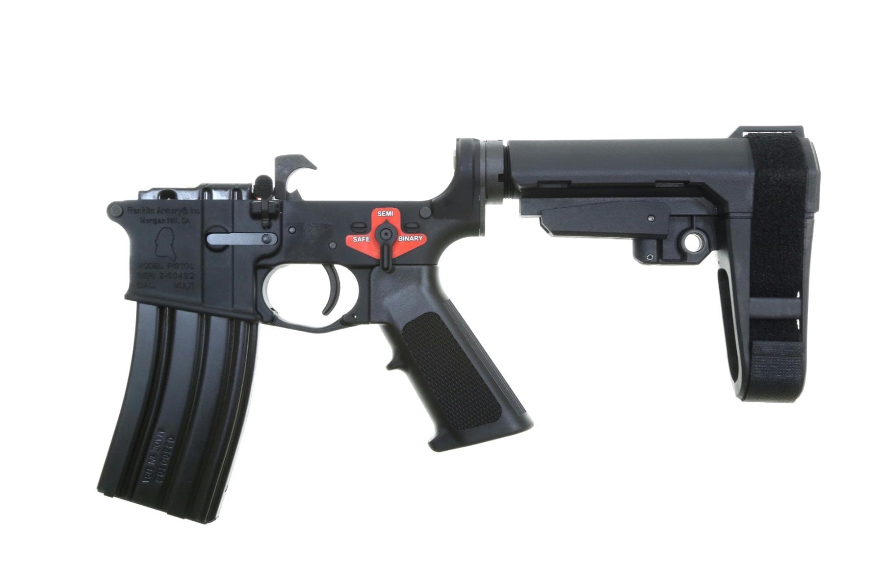 Franklin Armory BFSIII Equipped SE-SSP Complete AR15 Pistol Lower Receiver - Black | Installed BSFIII Trigger | SBA3 Brace