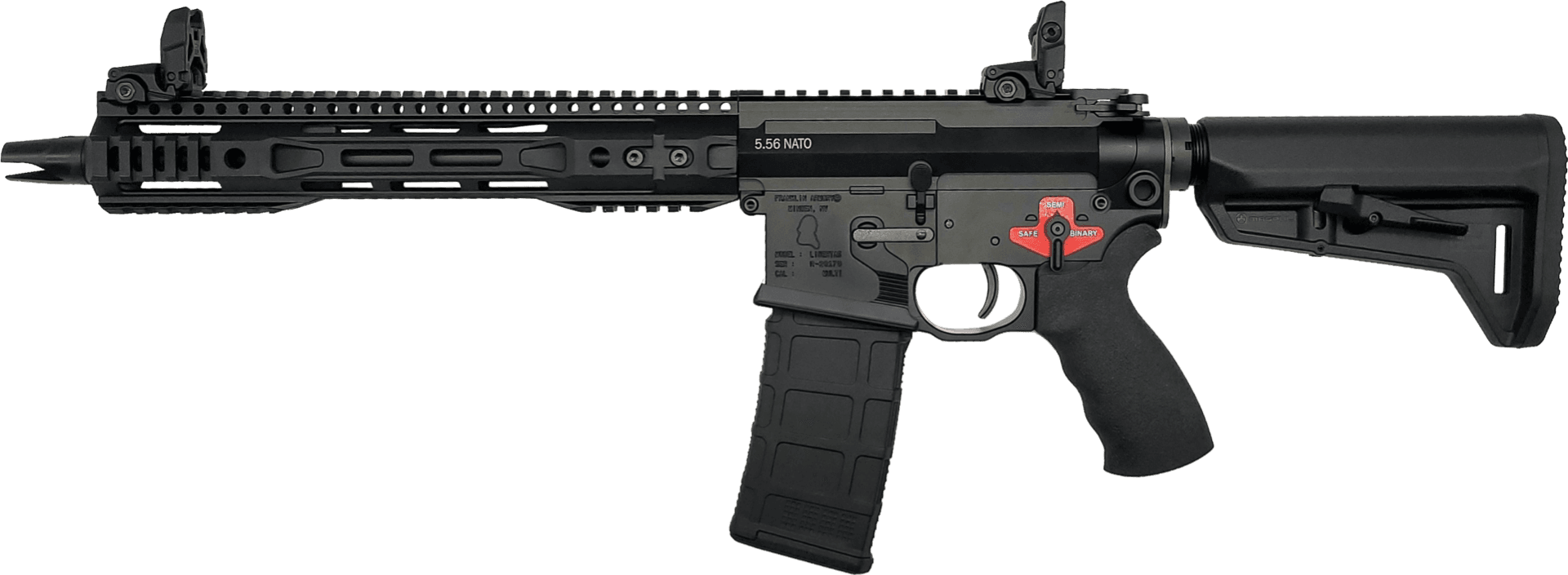 Franklin Armory LIBERTAS Billet AR SBR - Black | 5.56NATO | 11.5" Barrel |Triumvir™ Muzzle Device | Installed BSFIII Trigger