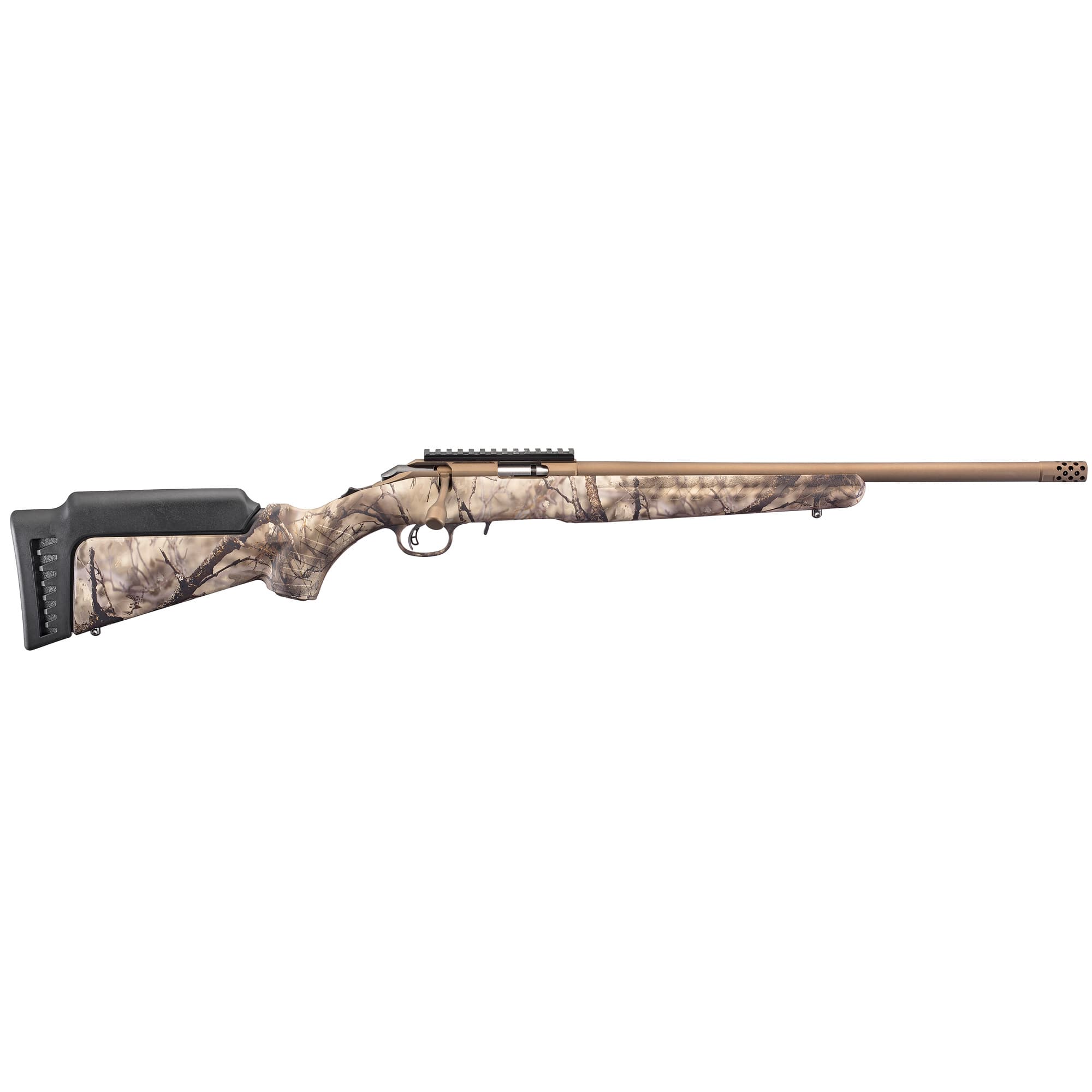 Ruger American Rimfire 22 WMR 18 inch 9+1 Bronze Cerakote Go Wild Camo Im Brush