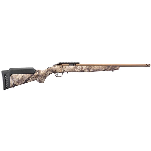 Ruger American Rimfire 22 WMR 18 inch 9+1 Bronze Cerakote Go Wild Camo Im Brush