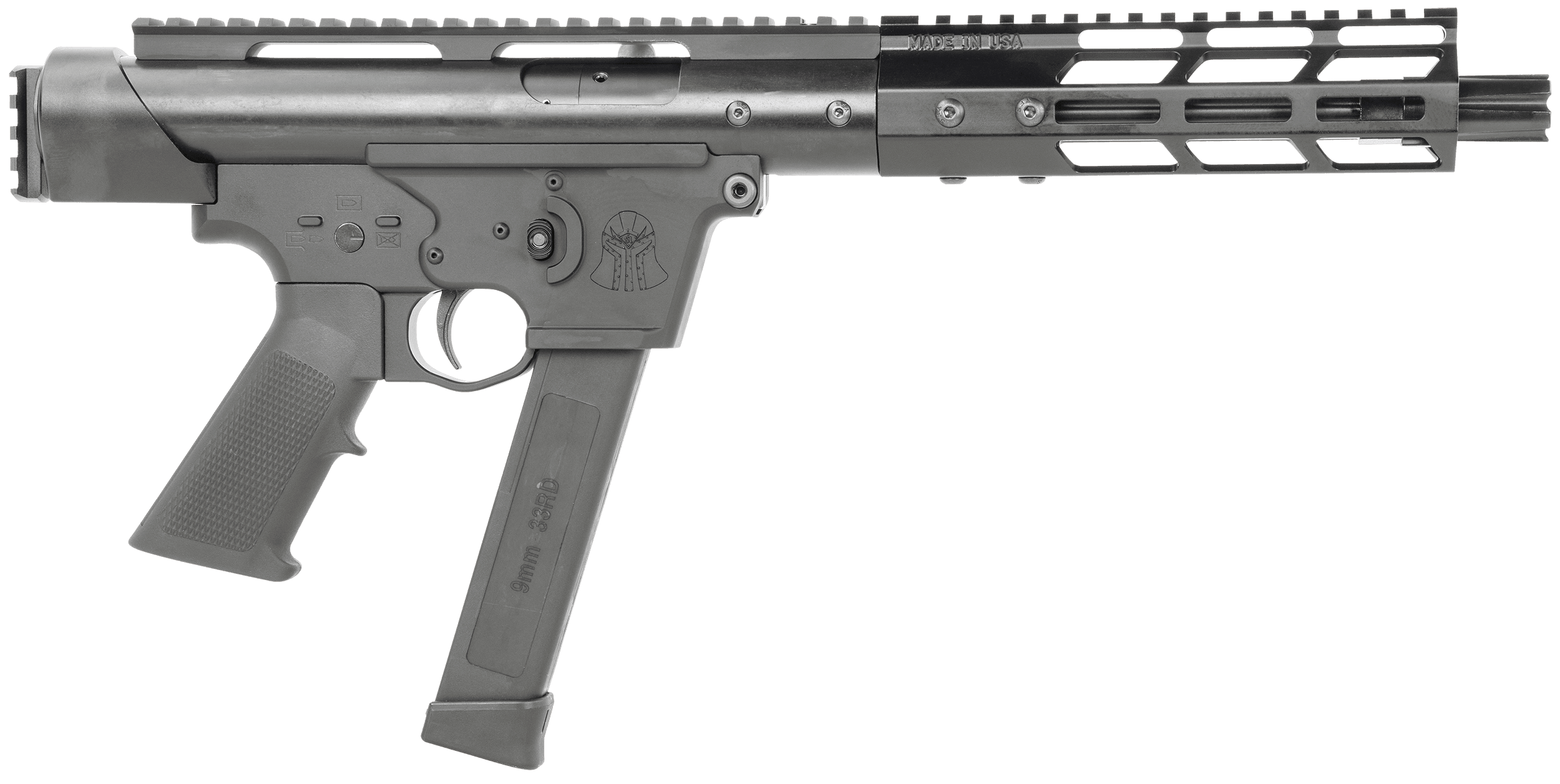 Tactical Superiority SIA-TAC09-085 Tac-9 9mm Luger 8.50" Black Hard Coat Anodized Rec Picatinny Rail End Cap Black A2 Grip