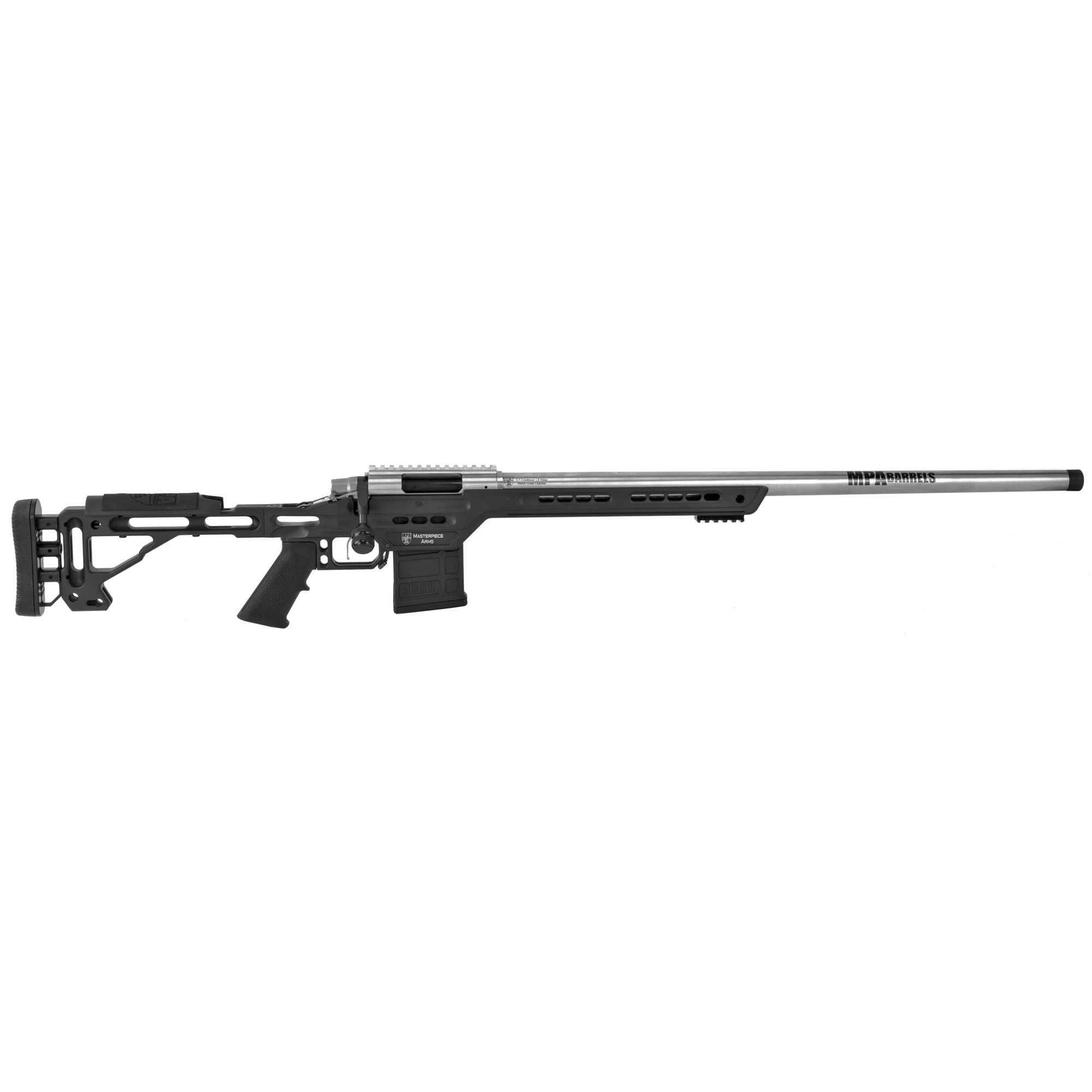 MasterPiece Arms 65CMPMRRHBLKPBA PMR 6.5 Creedmoor 10+1 26" Stainless Steel Polished Black Aluminum Black V-Bedded BA Hybrid Chassis Stock