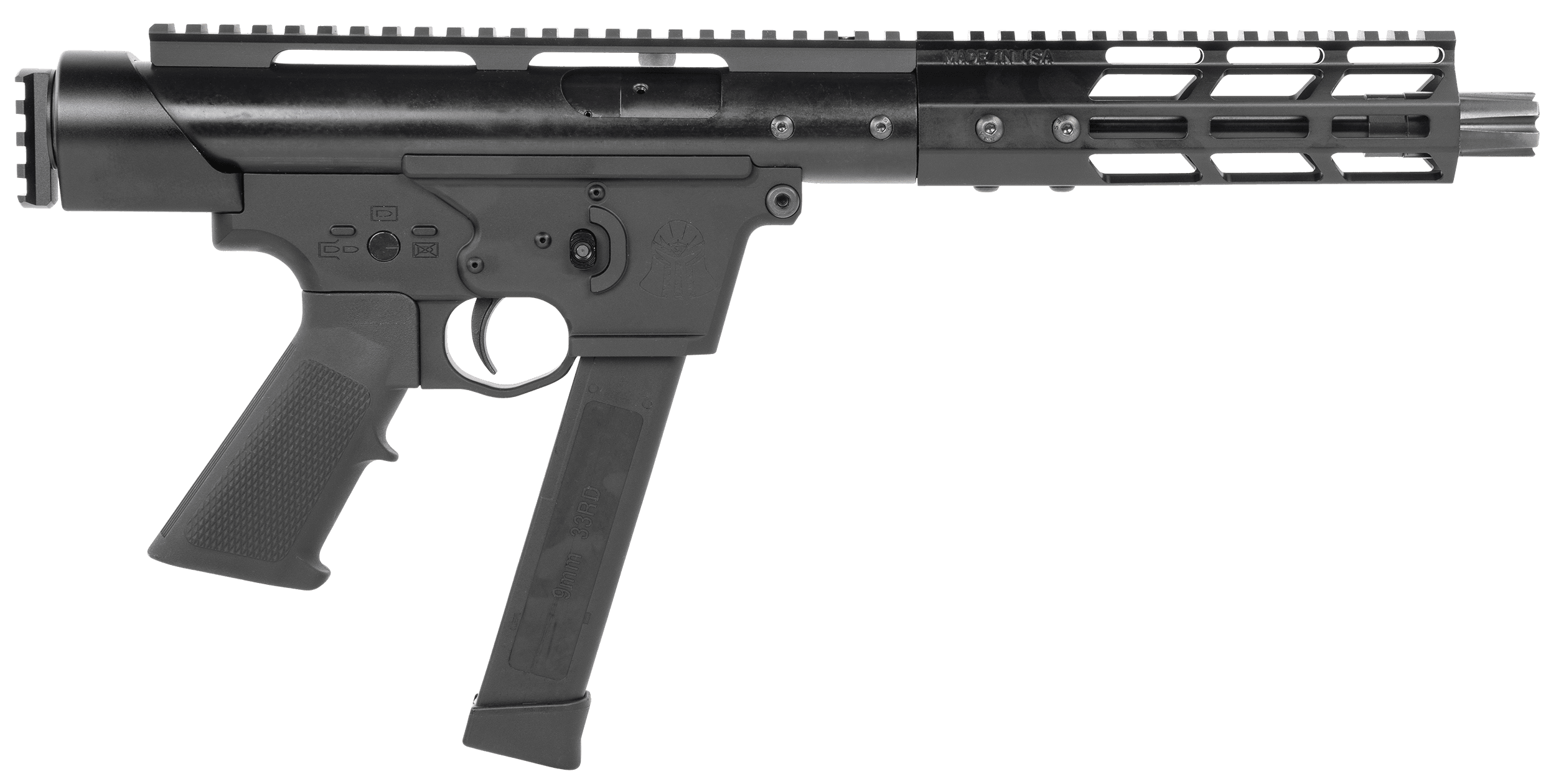 Tactical Superiority SIA-TAC09-085RD Tac-9 9mm Luger 8.50" Black Hard Coat Anodized Rec Picatinny Rail End Cap Black A2 Grip Includes Red Dot