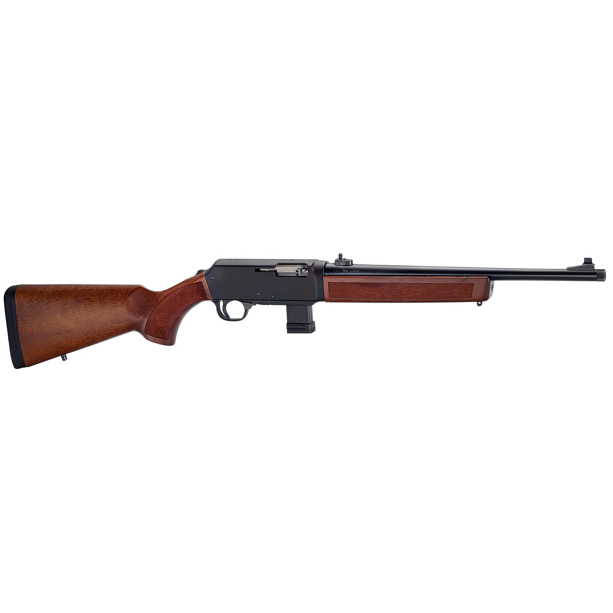 Henry H027H9 Homesteader 9mm Luger 10+1 16.37" Blued Steel Threaded Barrel, Black Anodized Drilled & Tapped Aluminum Receiver, American Walnut Fixed Wood Stock, 2-Piece Grip, Ambidextrous