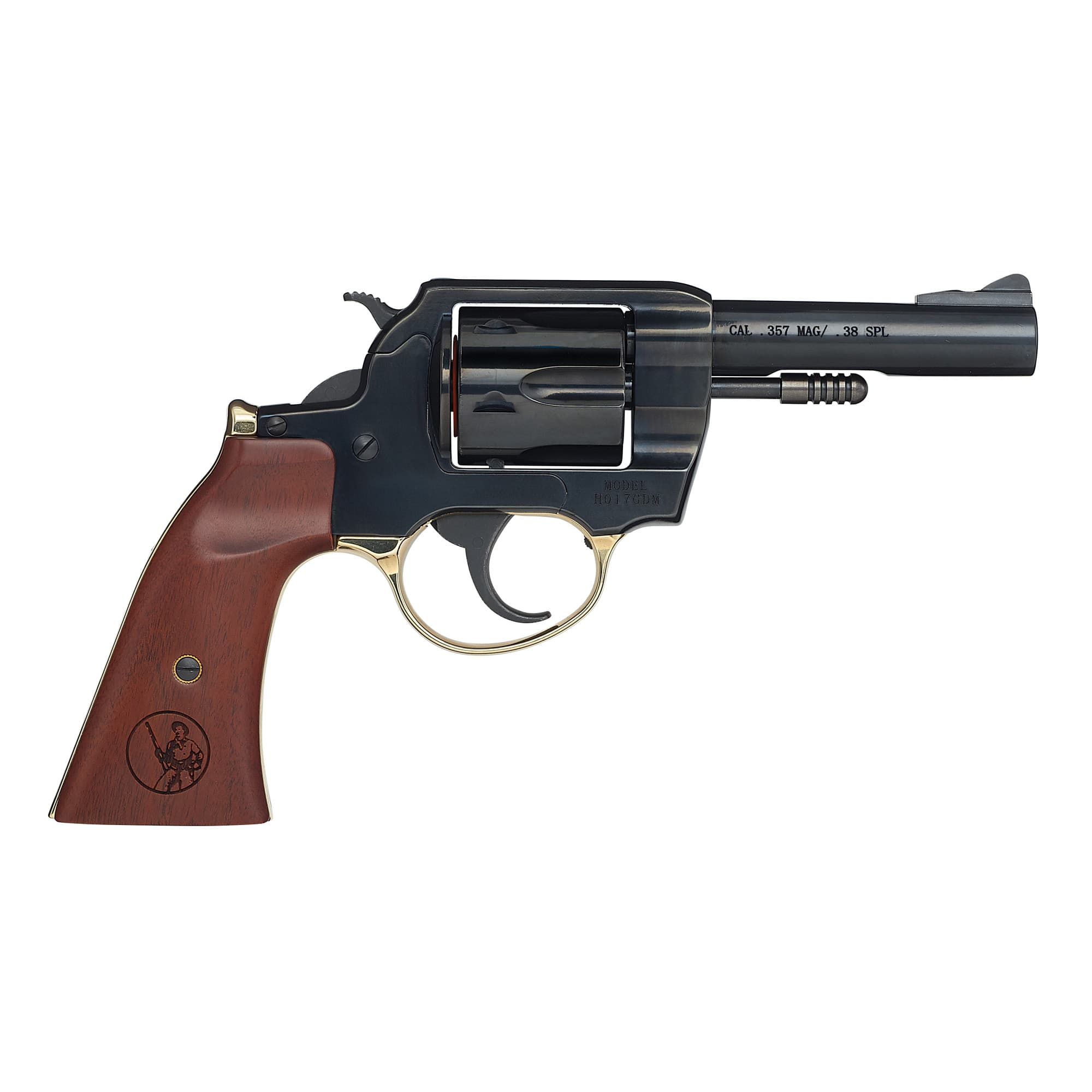 Henry H017GDM Gunfighter 357 Mag/38 Special 6rd 4" Blued Steel Barrel, Blued Cylinder, Blued Polished Steel Frame, Walnut Gunfighter Grip Transfer Bar Safety