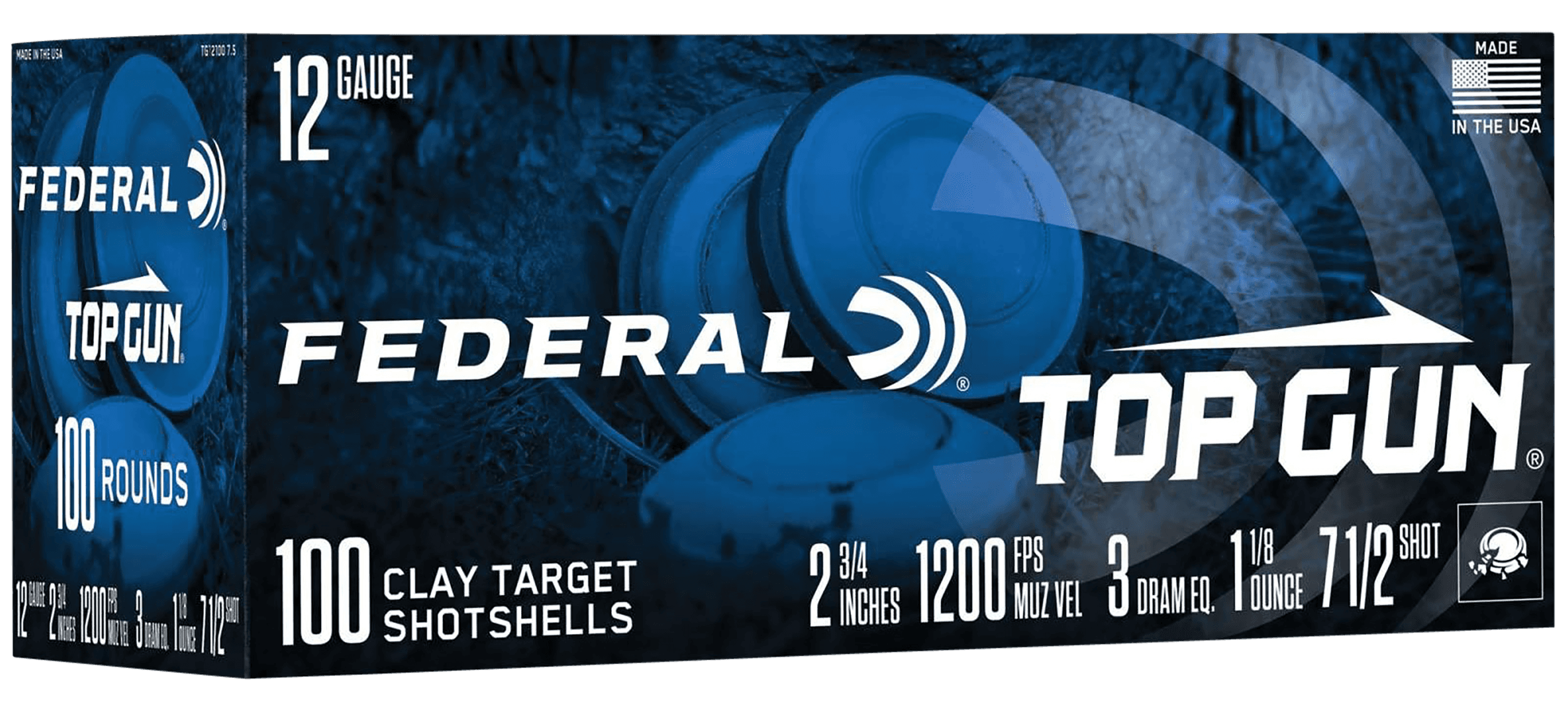 Federal Top Gun 12 Gauge Shotgun Ammo 1 1/8 Ounce 7.5 Shot 100 Rounds