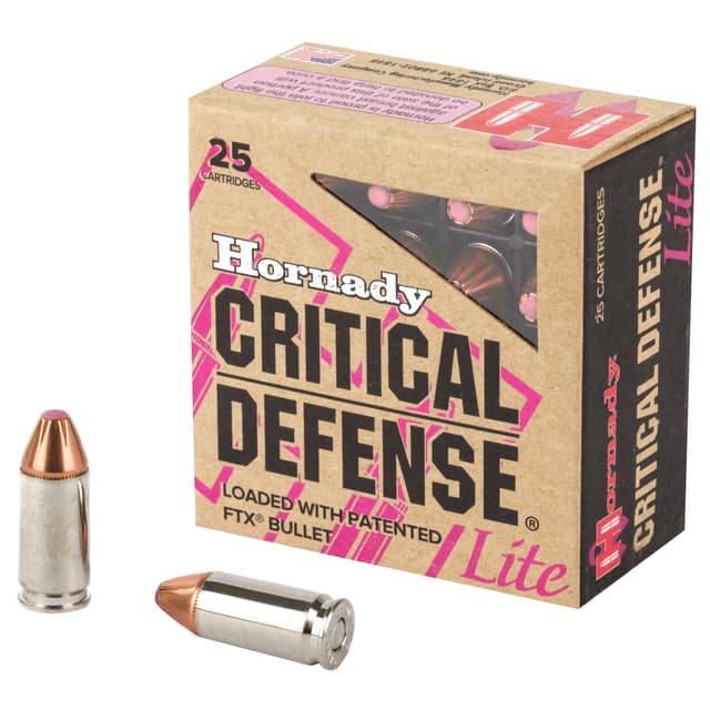 Hornady Critical Defense Handgun Ammo 9mm Lite 100 gr. FTX 25 rd.