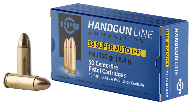 Prvi Partisan PPU PPH38SU 38 Super+P Full Metal Jacket 130 Grain 50 Rounds