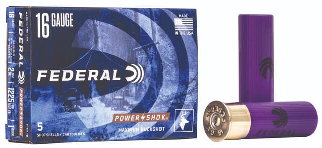 Federal Power-Shok 16 Gauge Buckshot 12 Pellets 1 Buck 5 Rounds
