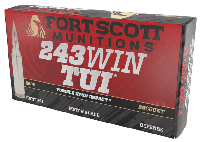 Fort Scott Munitions Rifle Ammo 243 Win. 58 gr. TUI 20 rd.