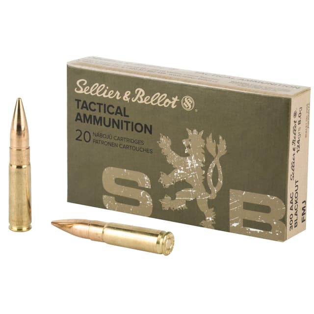 Sellier & Bellot Rifle Ammo 300 Aac Blackout Full Metal Jacket 124 Grain 20 Rounds