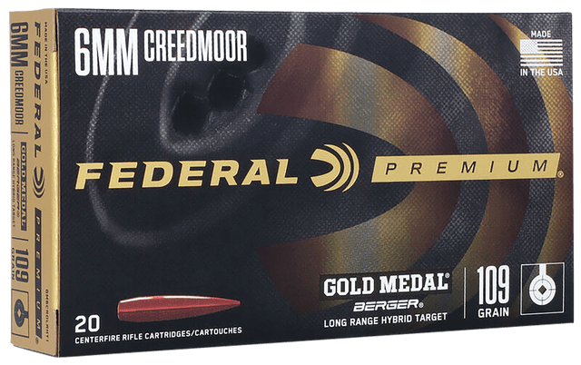 Federal Gold Medal 6mm Creedmoor Berger 109 Grain 20 Rounds