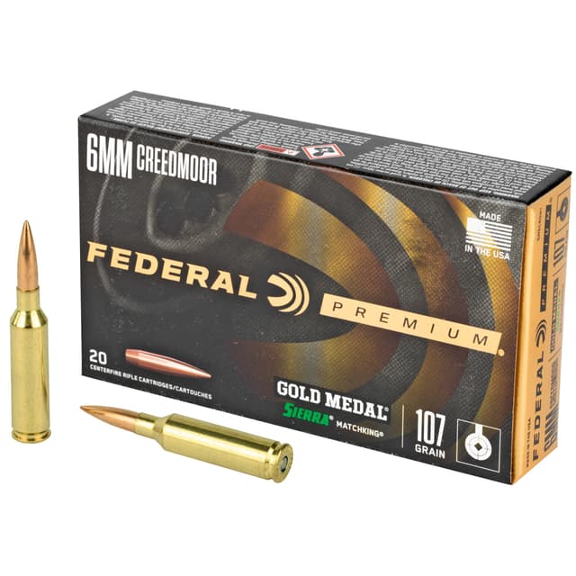 Federal Gold Medal 6mm Creedmoor Sierra MatchKing Hollow Point 107 Grain 20 Rounds