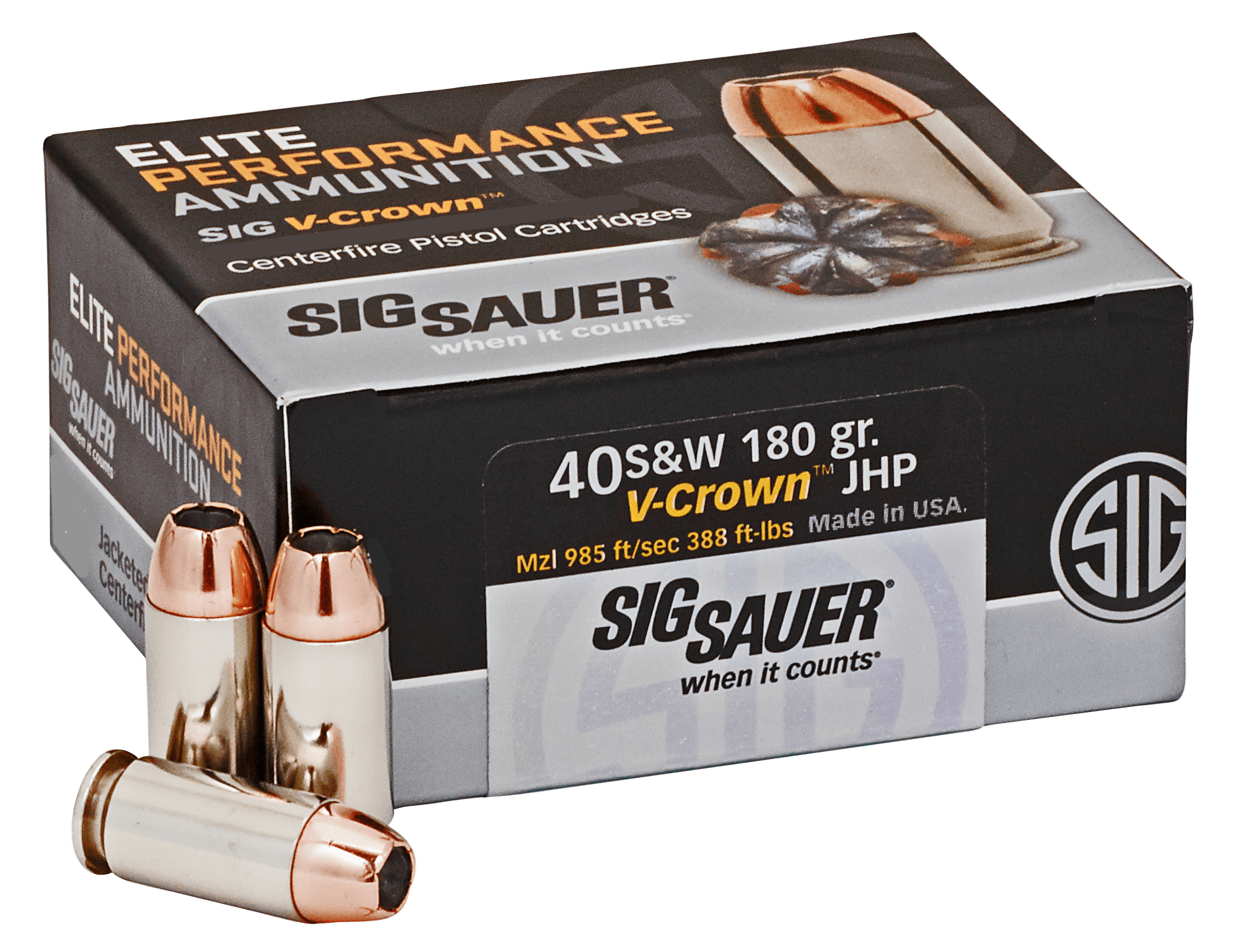 Sig Sauer E40SW250 40 S&W Jacketed Hollow Point 180 Grain 50 Rounds
