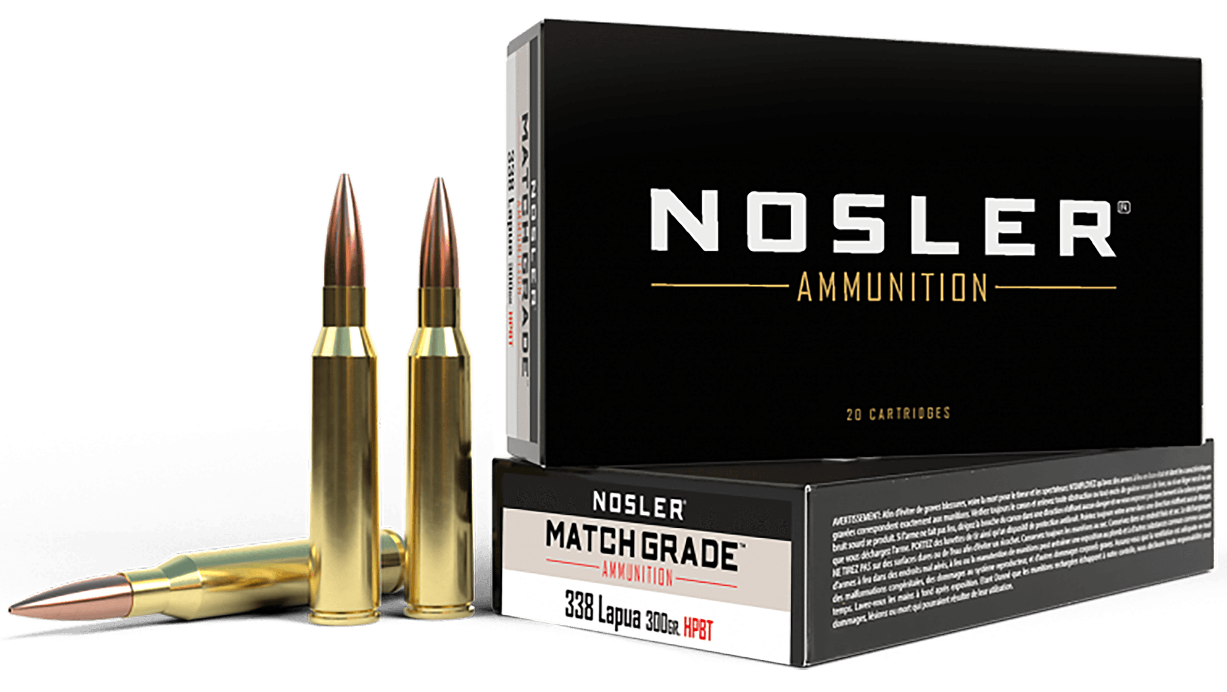 Nosler Match Grade 338 Lapua Magnum Hollow Point Boat Tail 300 Grain 20 Rounds