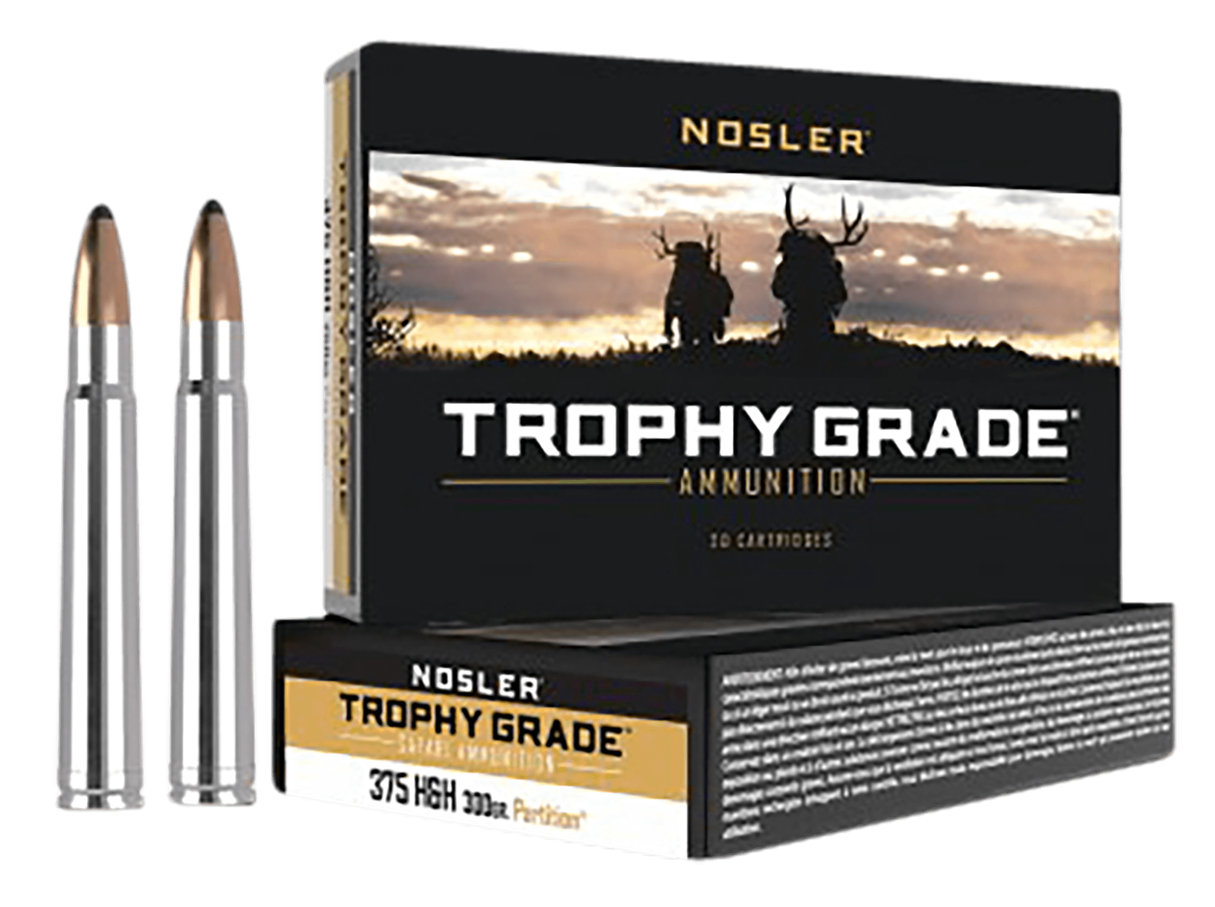 Nosler, Match Safari, 375 H&H Magnum, Partition Soft Point, 300 Grain, 20 Rounds