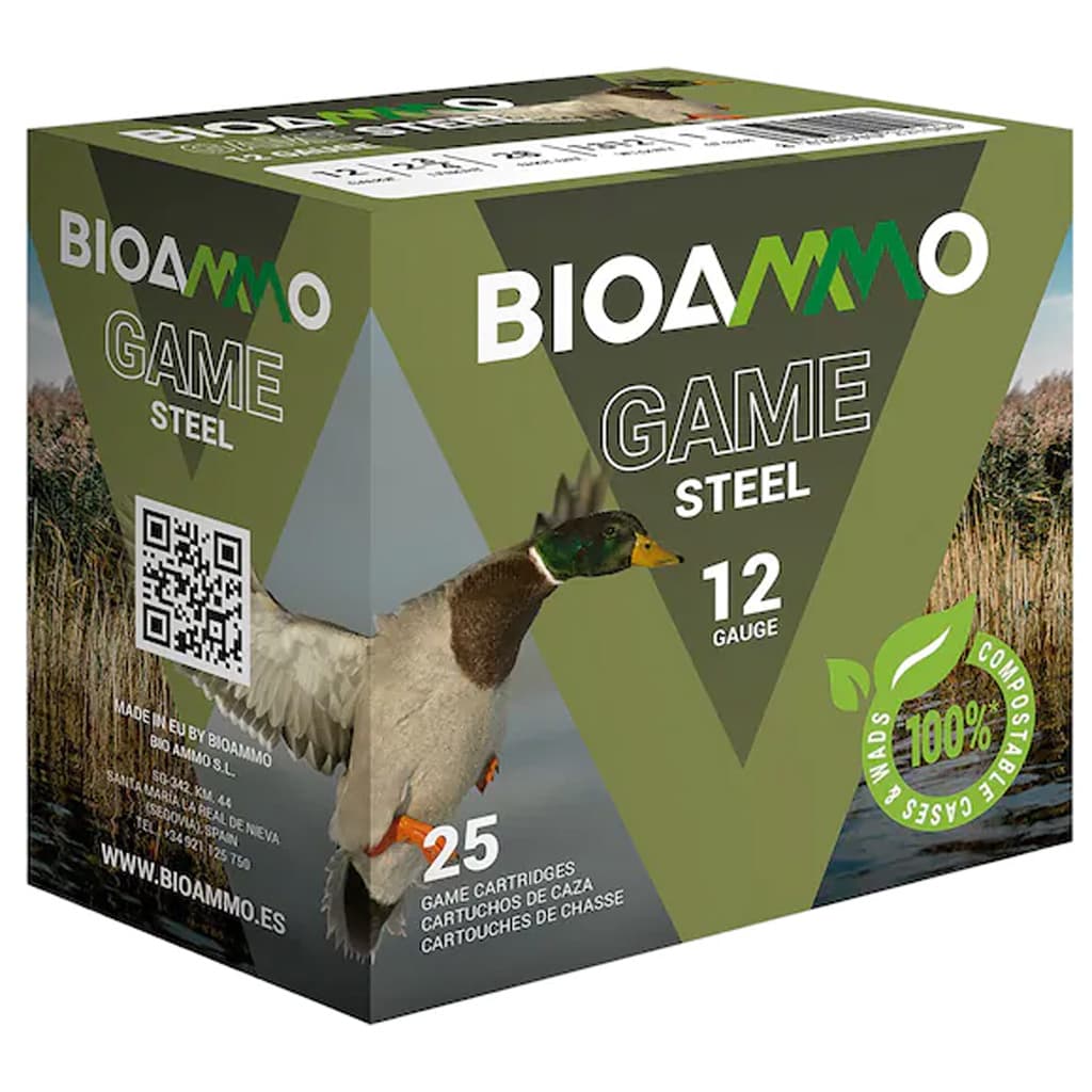 BIOAMMO HB Waterfowl Shotgun Ammo 12 ga. 1 1/16 oz. 4 Shot Steel 25 rd.