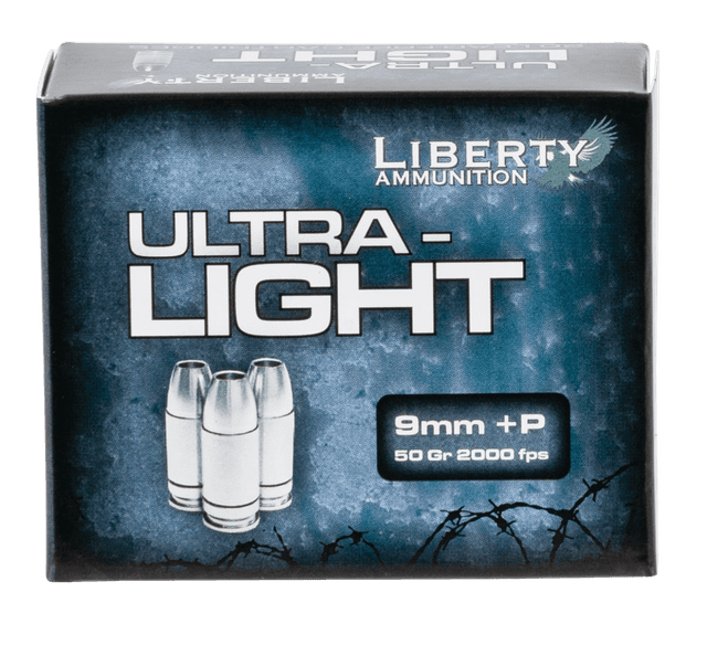 Liberty Ammunition LAUL9052 Ultra-Light 9mmLuger+P 50gr Lead Free Fragmenting Hollow Point 20 Rounds