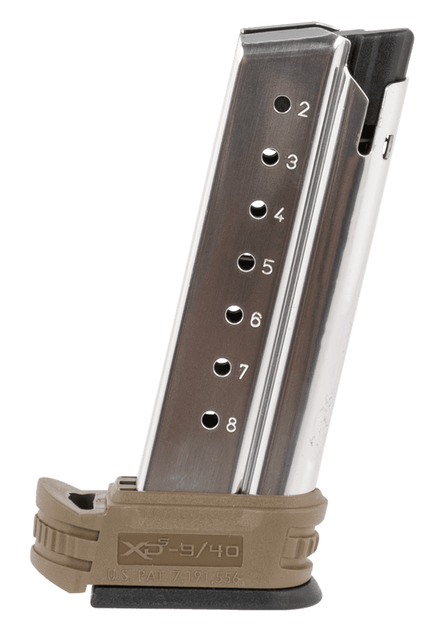 Springfield Armory XDS 8rd 9mm Luger Magazine Stainless Steel FDE Sleeves