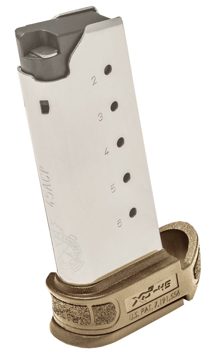 Springfield Armory XD-S Mod2 6rd Extended Magazine .45 ACP Stainless Steel FDE