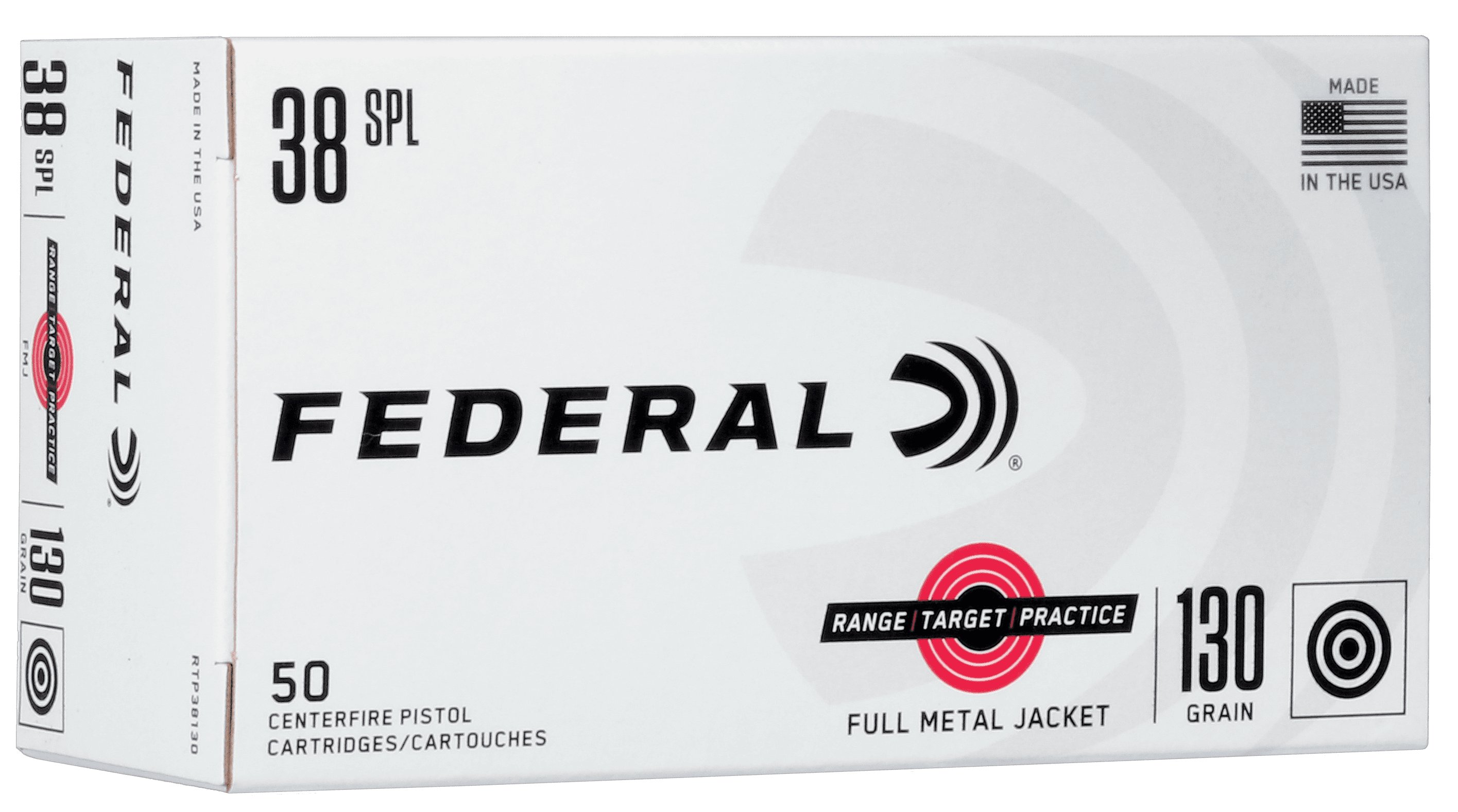 Federal Range Target Practice 38 Special Full Metal Jacket 130 Grain 50 Rounds
