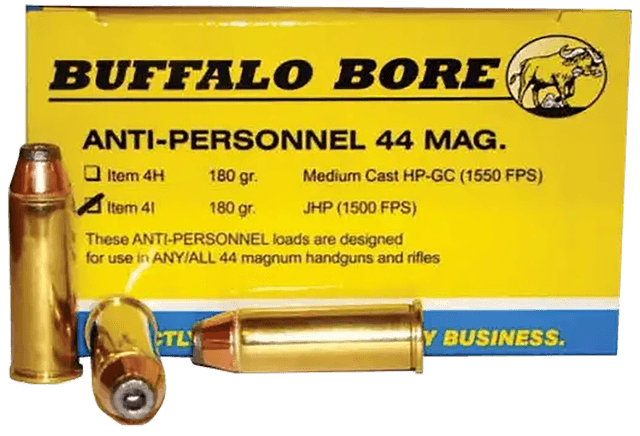 Buffalo Bore Ammunition 4I20 Anti-Personnel Strictly Business 44Rem Mag 180gr Jacketed Hollow Point 20 Rounds