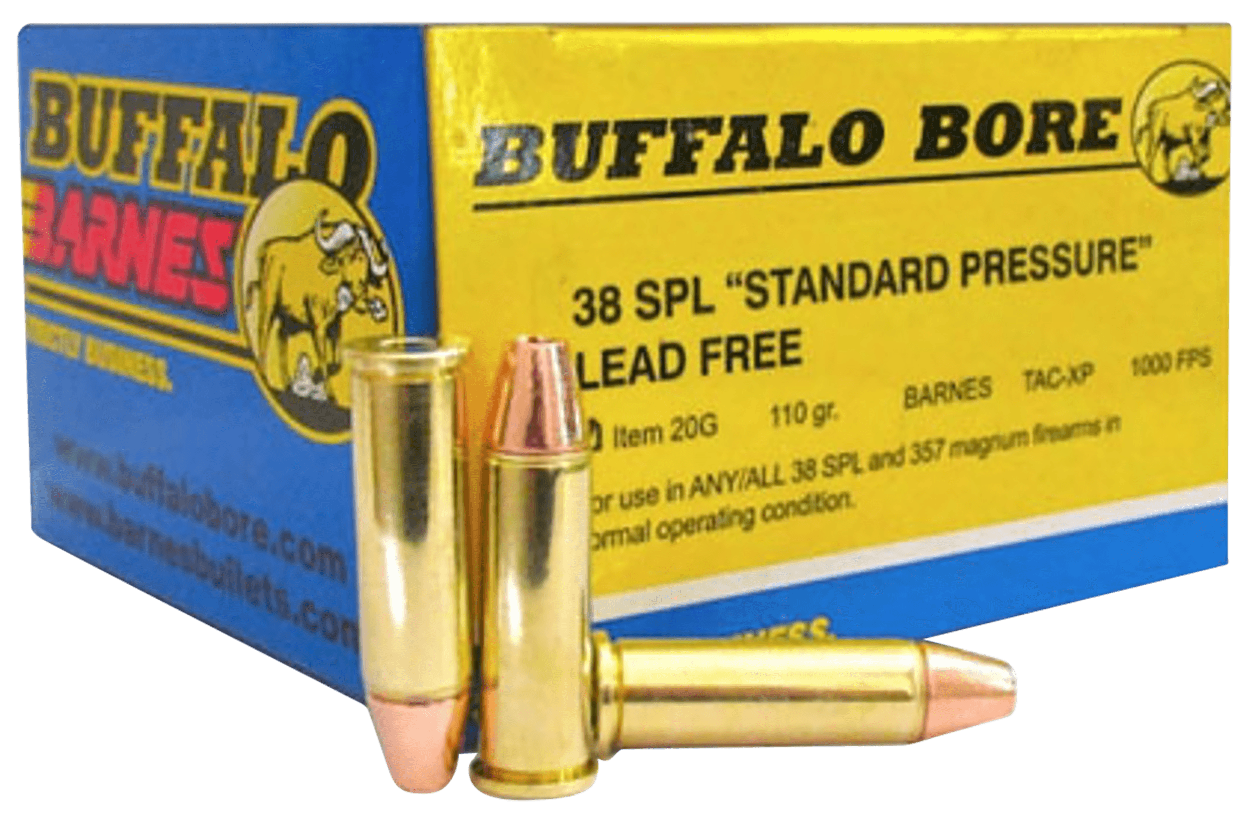 Buffalo Bore Ammunition 20G20 Standard Pressure Strictly Business 38Special 110gr Barnes TAC-XP Lead Free 20 Rounds