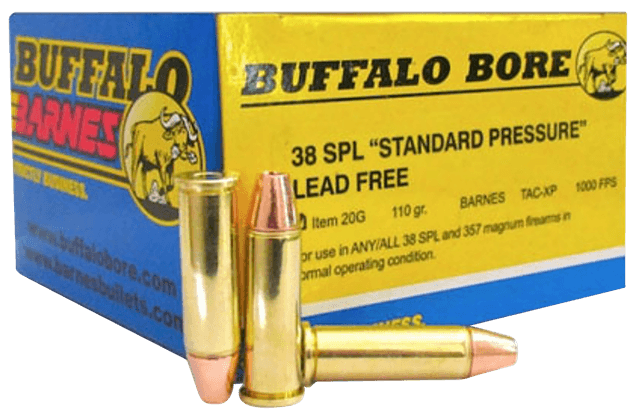 Buffalo Bore Ammunition 20G20 Standard Pressure Strictly Business 38Special 110gr Barnes TAC-XP Lead Free 20 Rounds