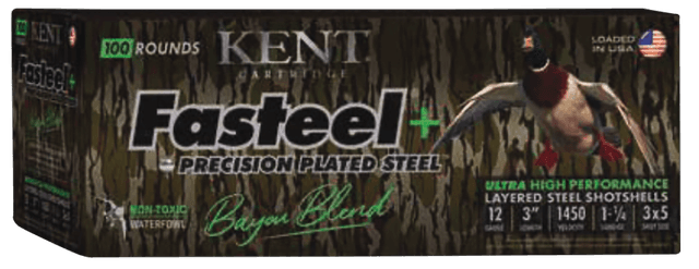 Kent Cartridge CC123FSP363X5 Fasteel + Precision Steel Sports South Exclusive Bayou Blend 12Gauge 3" 1 1/4oz 3x5Shot 200 Rounds