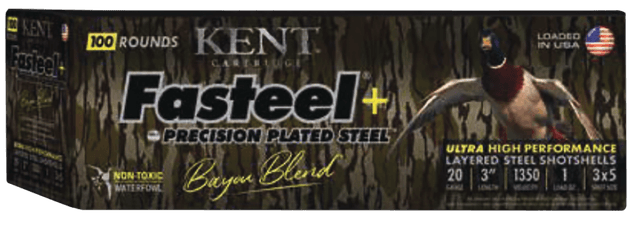 Kent Cartridge CC203FSP283X5 Fasteel + Precision Steel Sports South Exclusive Bayou Blend 20Gauge 3" 1oz 3x5Shot 200 Rounds
