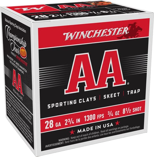 Winchester AA 28 Gauge 3/4 Ounce Lead Shot 1300 Fps 25 Rounds