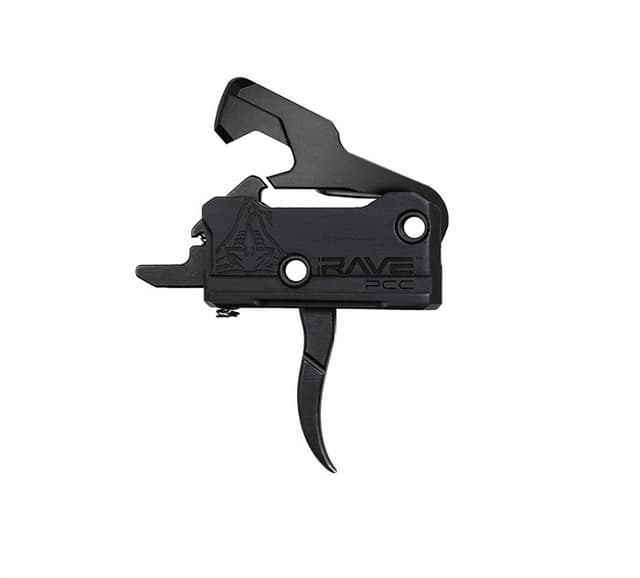 Rise Armament T017PCCBLK Rave Pistol Caliber Carbine Single-Stage Curved Trigger with 3.50 lbs Draw Weight & Black Nitride Finish for AR-Platform