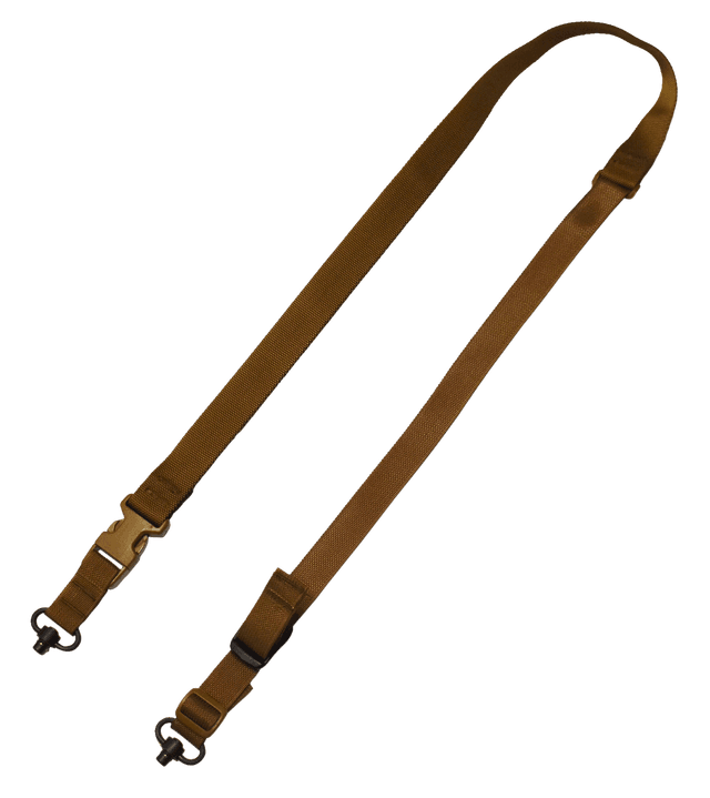 Tacshield T6040CY Tactical Sling made of Coyote Webbing with Two-Point, Fast Adjust Design & QD Swivels for Rifle/Shotgun