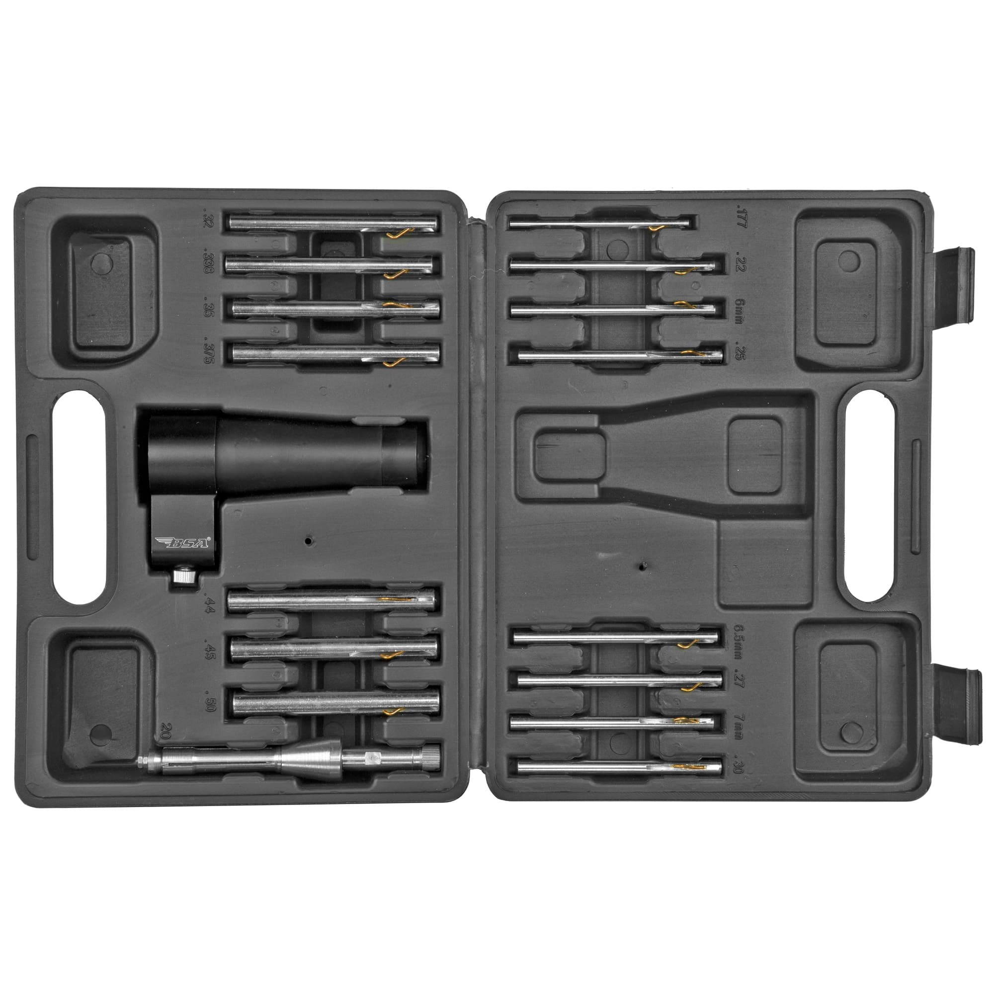 BSA Optics Bore Sight Kit Adj Arbor for 177-50 Cal and 12/20/28 Gauge Scope Mounts