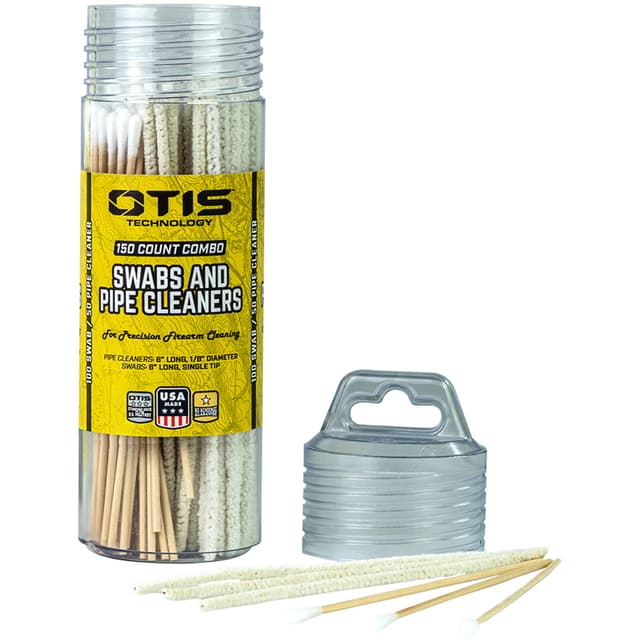 Otis FG241857 Swabs & Pipe Cleaners Combo Pack Cotton/Wood 6" Long 100 Swabs/50 Pipe Cleaners Includes Reusable Storage Tube