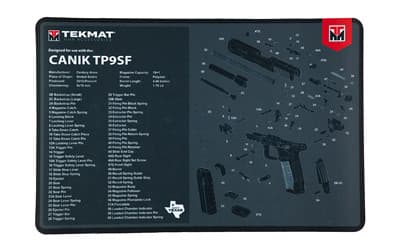 TekMat TEKR17CANIKTP9SF Canik TP9SF Cleaning Mat Black/Gray Thermoplastic Fiber Top w/Vulcanized Rubber Back 17" Long