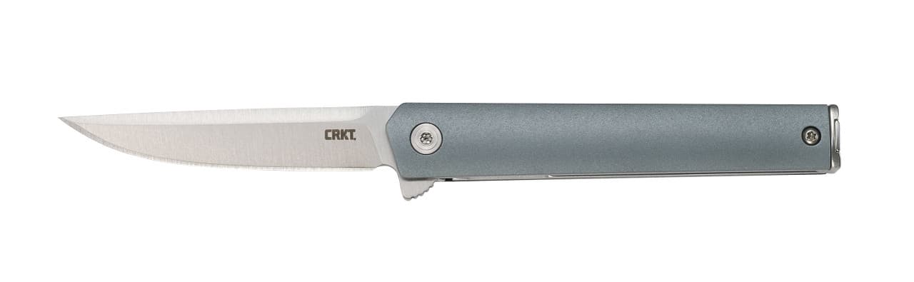 CRKT 7095 CEO Compact 2.61" Folding Plain Satin 4116 SS Blade, Blue GRN Handle, Includes Pocket Clip